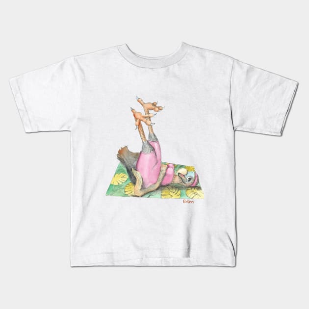 Dodo on a yoga mat mug sticker magnet mouse pad teeshirt apparel Kids T-Shirt by The Dodo Gallery